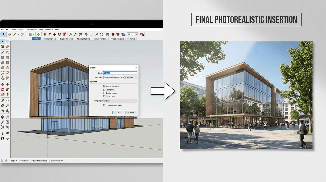 SketchUp-Workflow: Exportieren und 3D-Einfuegung generieren