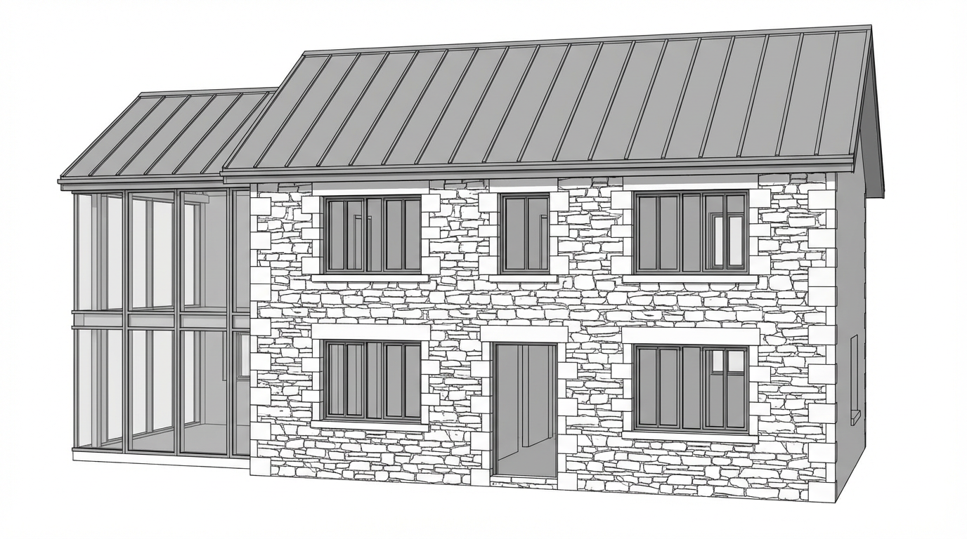 3D-Rohrendering - Fassadenrenovierung